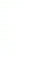 blanco con crianza
100 días (roble francés)
6 meses
albariño 100%
Val do Salnés
5.600 Kg/Ha
del 15 al 25 de septiembre 13'4%Vol
6'7 g/l
<1'5 g/l (seco)