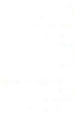 Type
Aged in oak barrel
Aged in bottle
Grape variety Origin
Yield
Harvest 
Natural alcoholic degrees proof
Total acidity
Reductive sugars