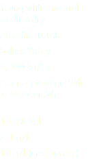 Young white, natural medium-dry
Albariño 100%
Salnes Valley
3,500 kg/Ha
From September 28th to October 5th 
13.5% Vol
7.1 g/l
12 g/l (medium-dry)