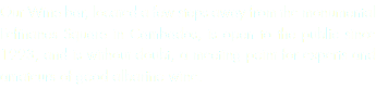 Our Wine bar, located a few steps away from the monumental Fefiñanes Square in Cambados, is open to the public since 1993, and is without doubt, a meeting point for experts and amateurs of good albariño wine.